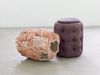 Carl Mannov. Torso, 2016. Glazed stoneware and pouf. 60 x 70 x 107 cm