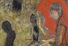 Anton Munar. Candle, 2022-25 (detail). Oil and pigments on burlap. 129 x 81 cm. Christian Andersen