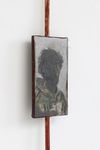 Anton Munar. Aquí estoy / Here I am, 2024-25 (detail). Oil on linen with textile frame, on pigmented wooden stick. 270 x 24,5 x 3,5 cm. Christian Andersen