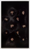 Hans-Christian Lotz, Rain over Water, 2019. Aluminum, glass, plastics, latex print, pig brains, RFID-tag. 163 × 98 × 4 cm. June Art Fair, Basel. Christian Andersen, Copenhagen
