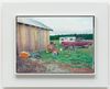 Damon Sfetsios. Around The Barn, 2021. Oil on linen, artist’s frame. 28 x 38 cm unframed. 42 x 52 cm framed. Frieze Focus, London. Christian Andersen, Copenhagen